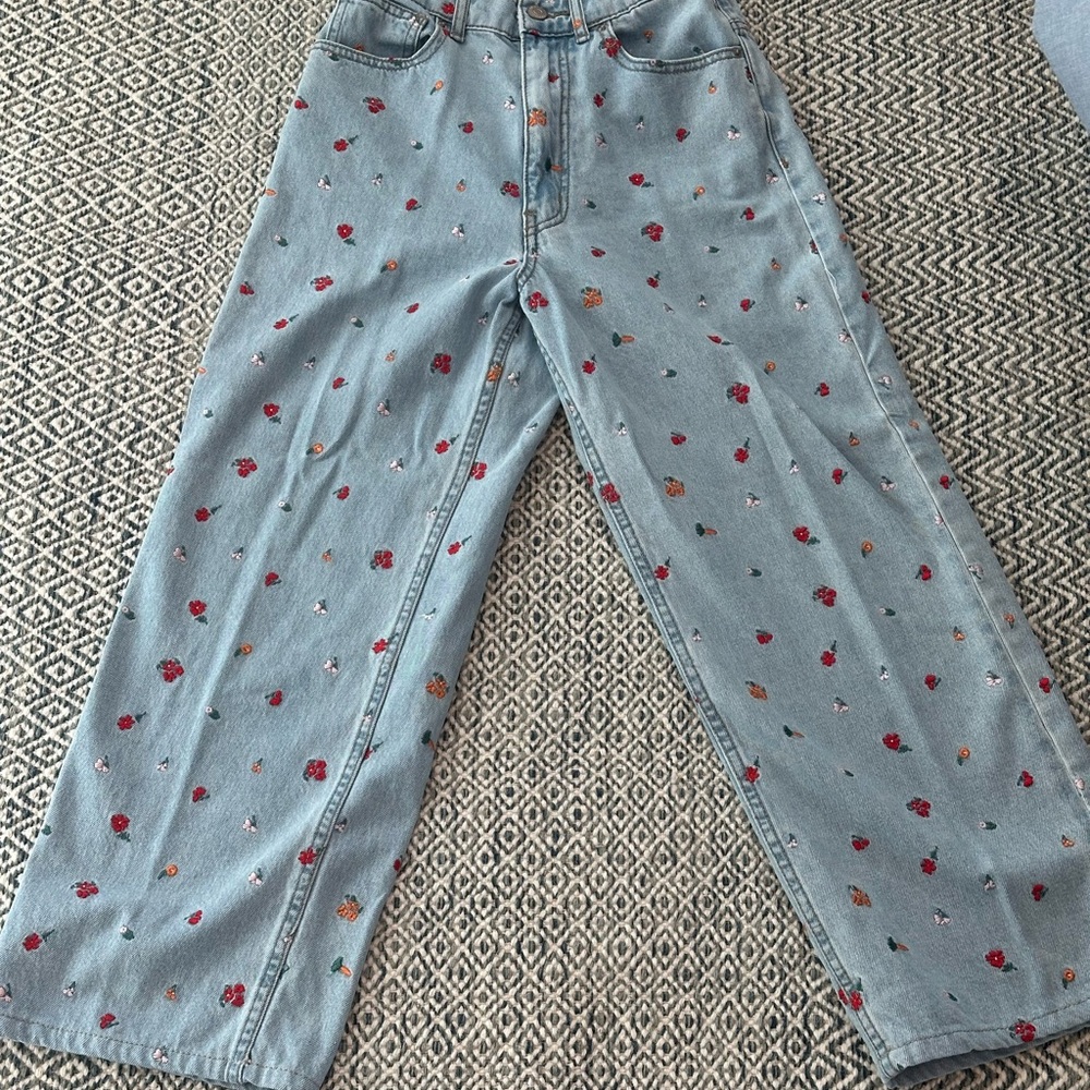 BDG Light Blue Floral Embroidered Jeans